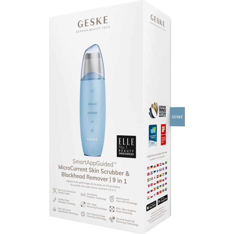 Микротоковый скрабер для кожи и устранения черных точек GESKE MicroCurrent Skin Scrubber&Blackhead Remover 9в1 aquamarine