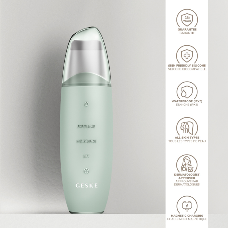 Микротоковый скрабер для кожи и устранения черных точек GESKE MicroCurrent Skin Scrubber&Blackhead Remover 9в1 green