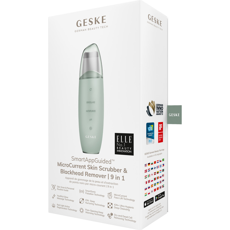 Микротоковый скрабер для кожи и устранения черных точек GESKE MicroCurrent Skin Scrubber&Blackhead Remover 9в1 green