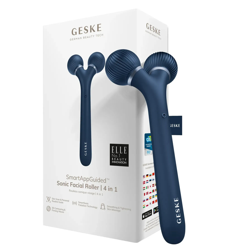 Электронный ультразвуковой ролик для лица GESKE Sonic Facial Roller 4в1 midnight