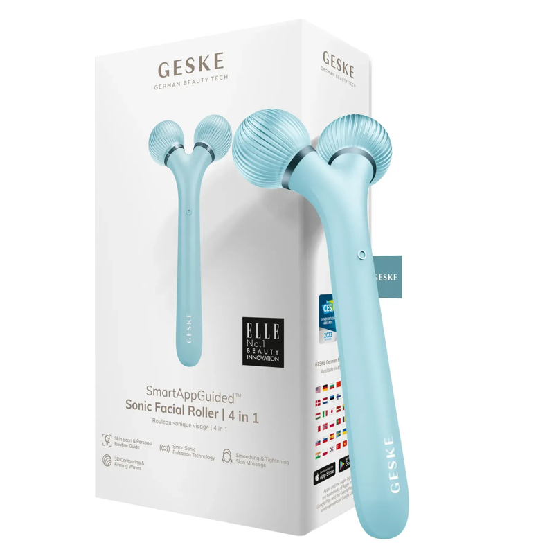 Электронный ультразвуковой ролик для лица GESKE Sonic Facial Roller 4в1 turquoise