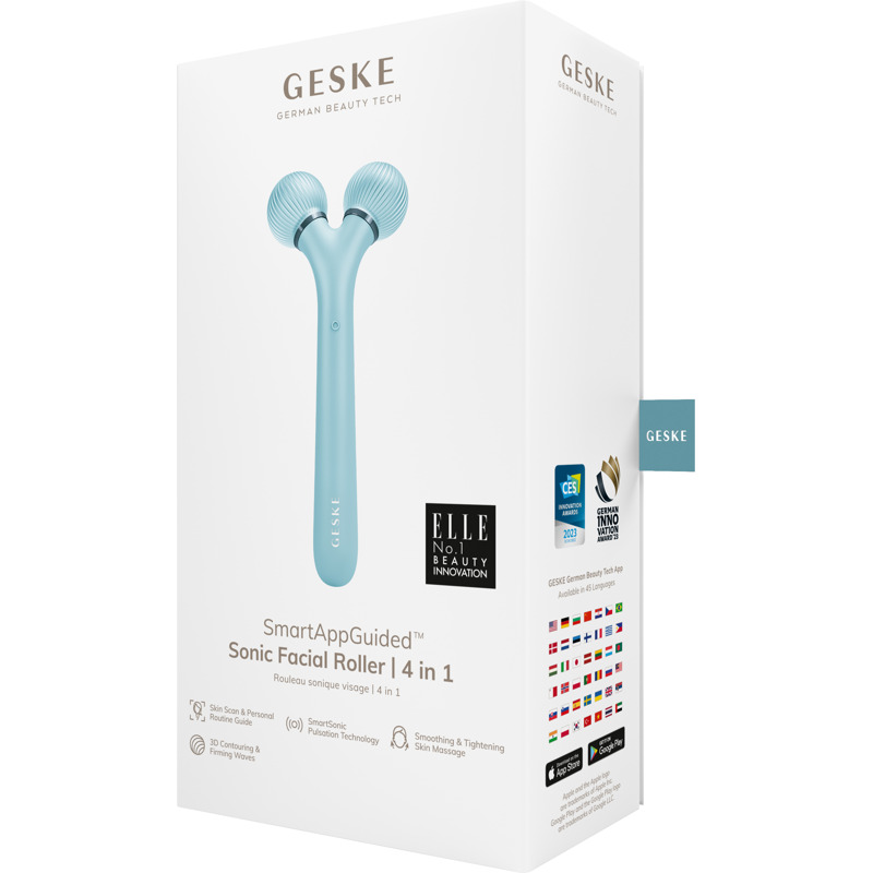 Электронный ультразвуковой ролик для лица GESKE Sonic Facial Roller 4в1 turquoise