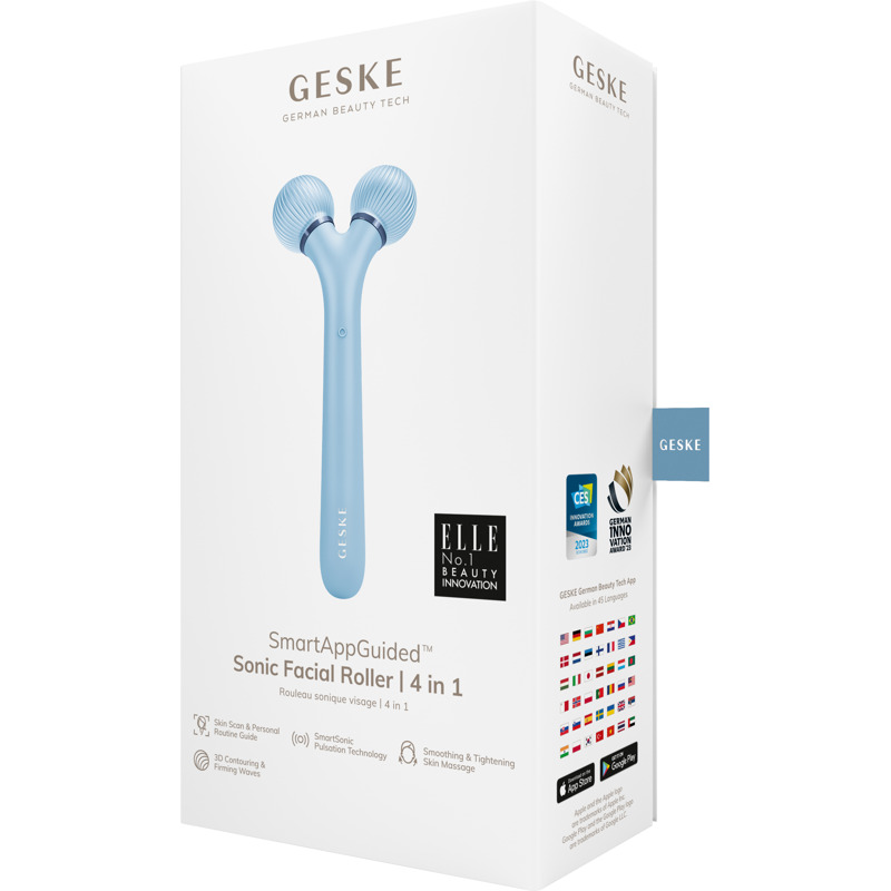 Электронный ультразвуковой ролик для лица GESKE Sonic Facial Roller 4в1 aquamarine