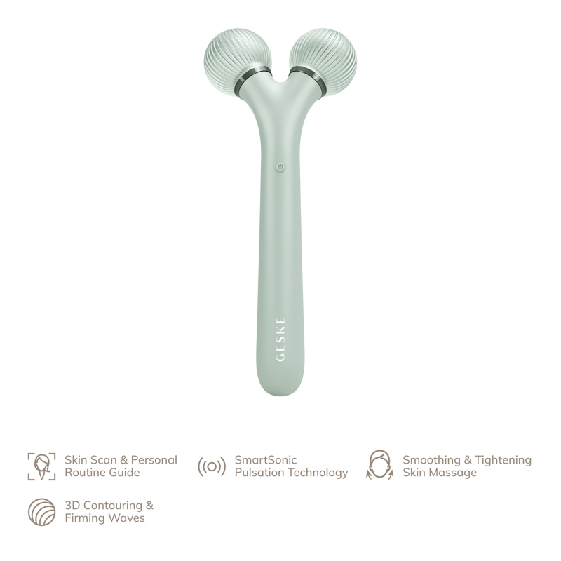 Электронный ультразвуковой ролик для лица GESKE Sonic Facial Roller 4в1 green