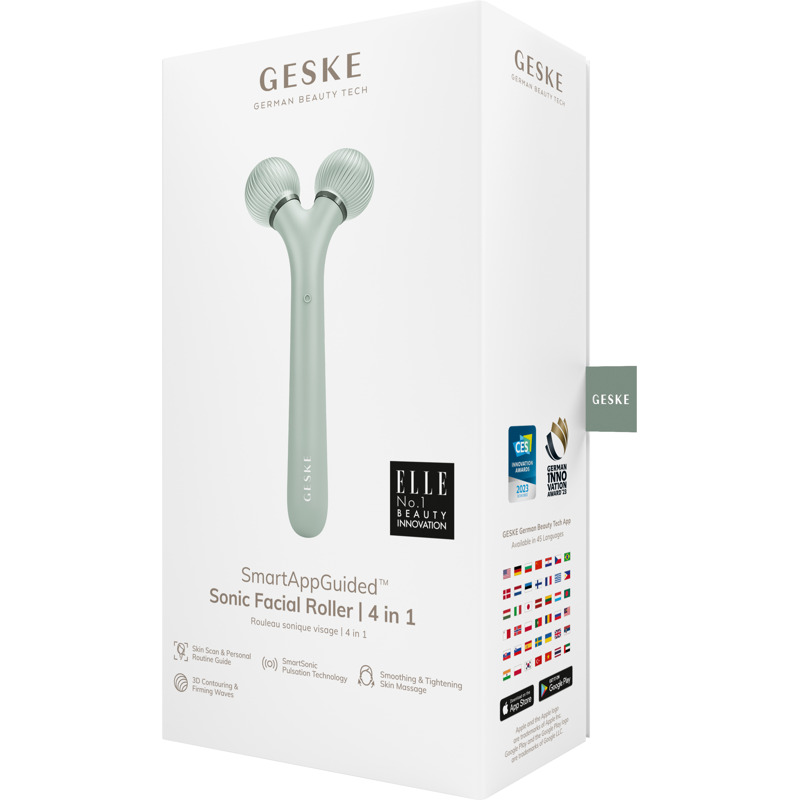 Электронный ультразвуковой ролик для лица GESKE Sonic Facial Roller 4в1 green