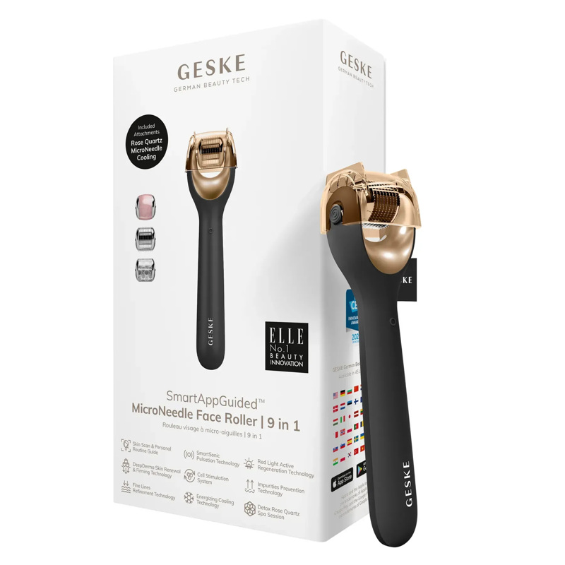 Электронный роллер для лица с микроиглами GESKE MicroNeedle Face Roller 9в1 gray
