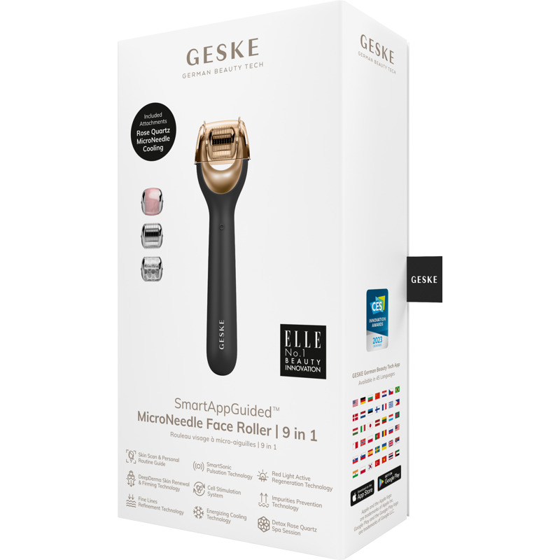 Электронный роллер для лица с микроиглами GESKE MicroNeedle Face Roller 9в1 gray
