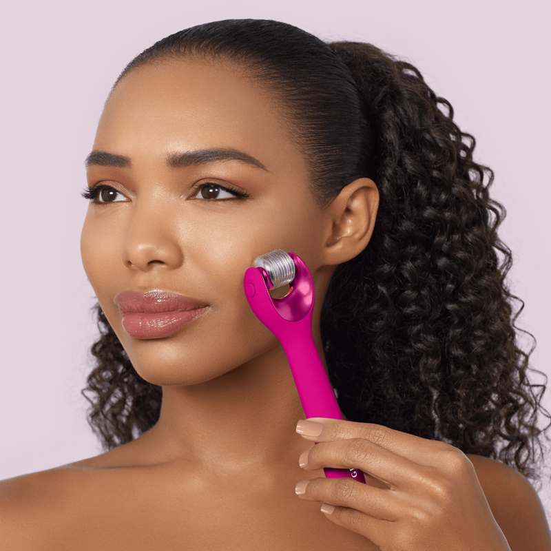 Электронный роллер для лица с микроиглами GESKE MicroNeedle Face Roller 9в1 magenta