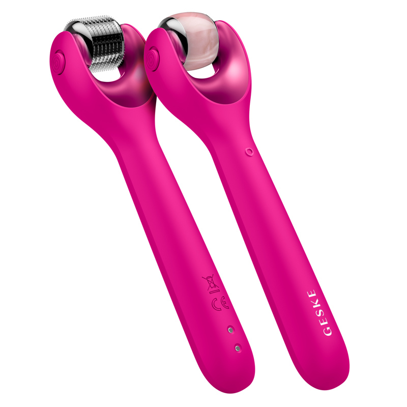 Электронный роллер для лица с микроиглами GESKE MicroNeedle Face Roller 9в1 magenta