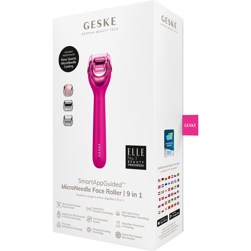Электронный роллер для лица с микроиглами GESKE MicroNeedle Face Roller 9в1 magenta