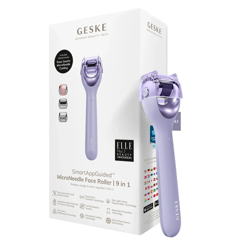  Электронный роллер для лица с микроиглами GESKE MicroNeedle Face Roller 9в1 purple