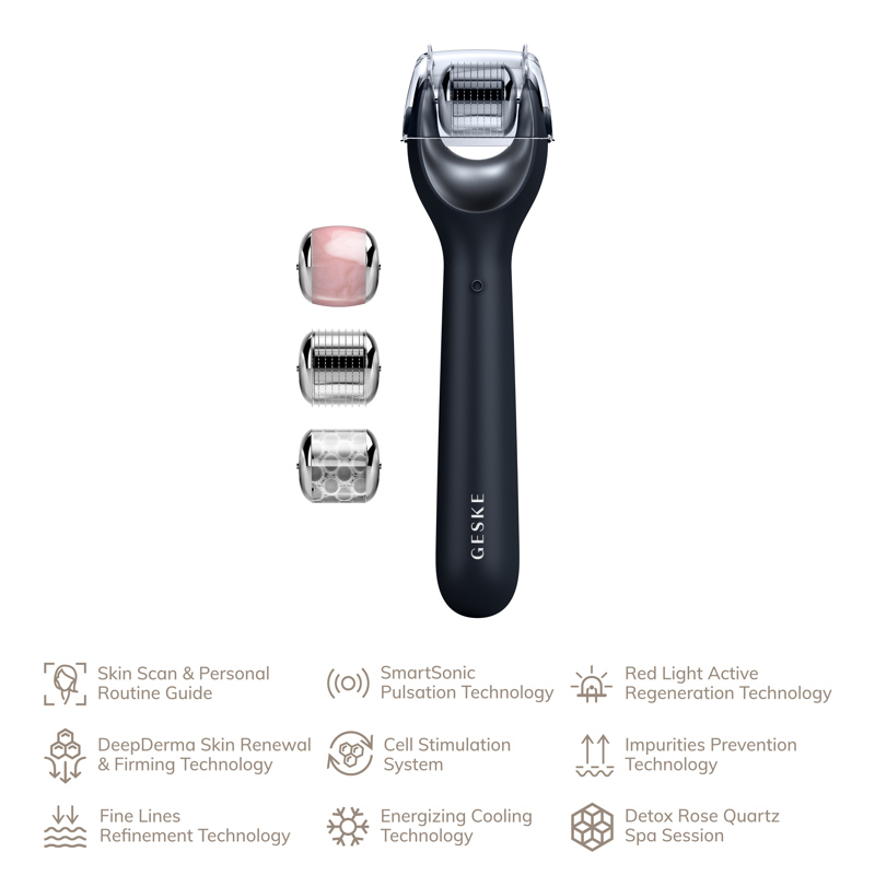 Электронный роллер для лица с микроиглами GESKE MicroNeedle Face Roller 9в1 black