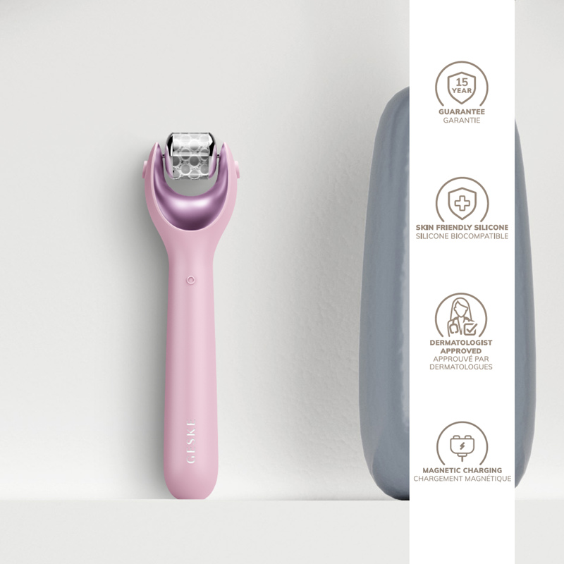 Электронный роллер для лица с микроиглами GESKE MicroNeedle Face Roller 9в1 pink
