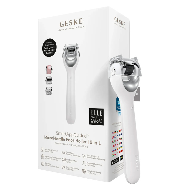 Электронный роллер для лица с микроиглами GESKE MicroNeedle Face Roller 9в1 white