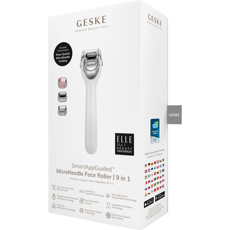 Электронный роллер для лица с микроиглами GESKE MicroNeedle Face Roller 9в1 white