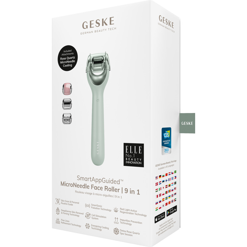 Электронный роллер для лица с микроиглами GESKE MicroNeedle Face Roller 9в1 green