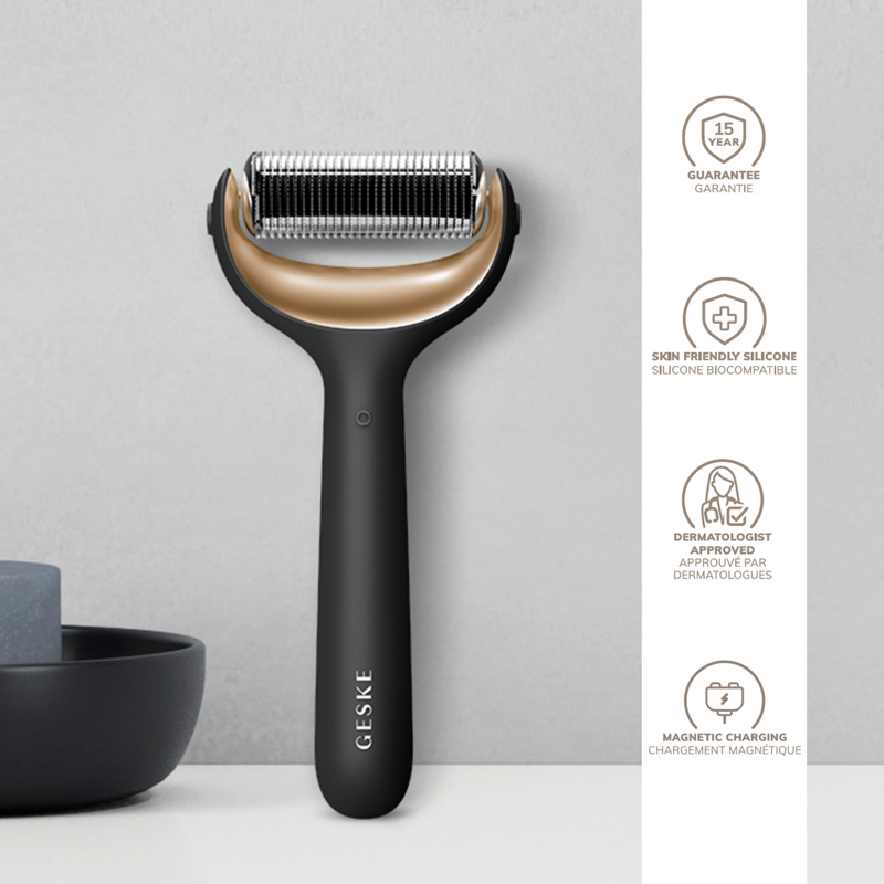 Электронный роллер для лица и тела с микроиглами GESKE MicroNeedle Face&Body Roller 8в1 gray