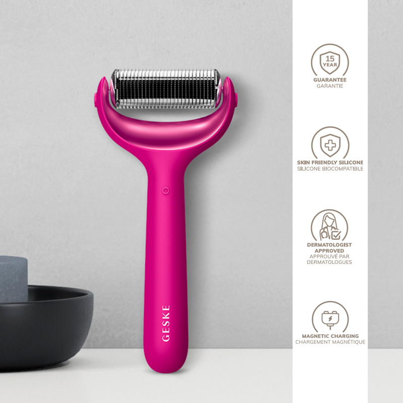 Электронный роллер для лица и тела с микроиглами GESKE MicroNeedle Face&Body Roller 8в1 magenta