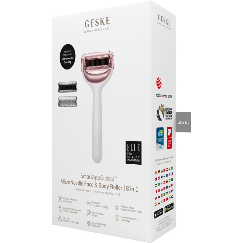 Электронный роллер для лица и тела с микроиглами GESKE MicroNeedle Face&Body Roller 8в1 starlight