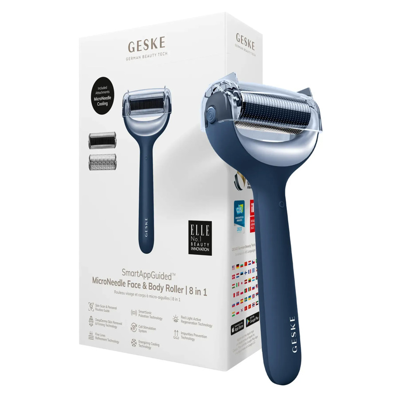 Электронный роллер для лица и тела с микроиглами GESKE MicroNeedle Face&Body Roller 8в1 midnight