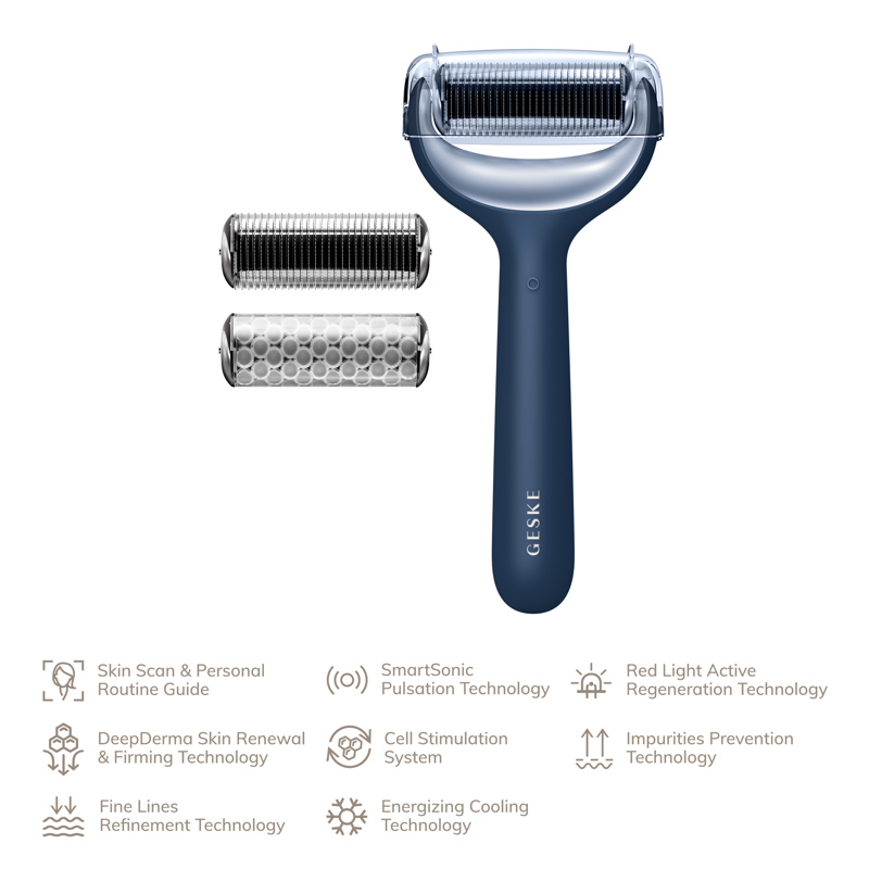 Электронный роллер для лица и тела с микроиглами GESKE MicroNeedle Face&Body Roller 8в1 midnight