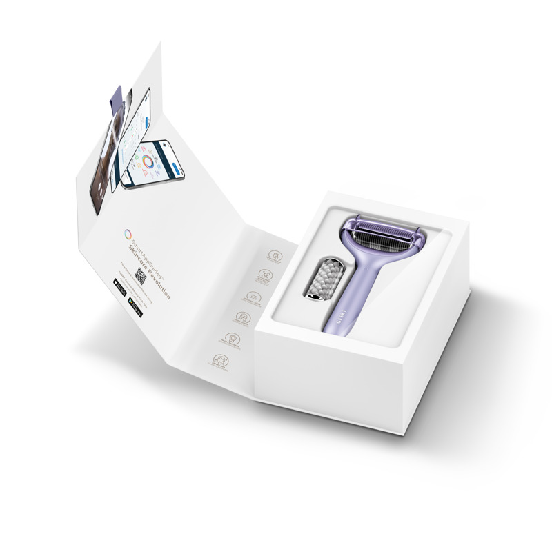 Электронный роллер для лица и тела с микроиглами GESKE MicroNeedle Face&Body Roller 8в1 purple