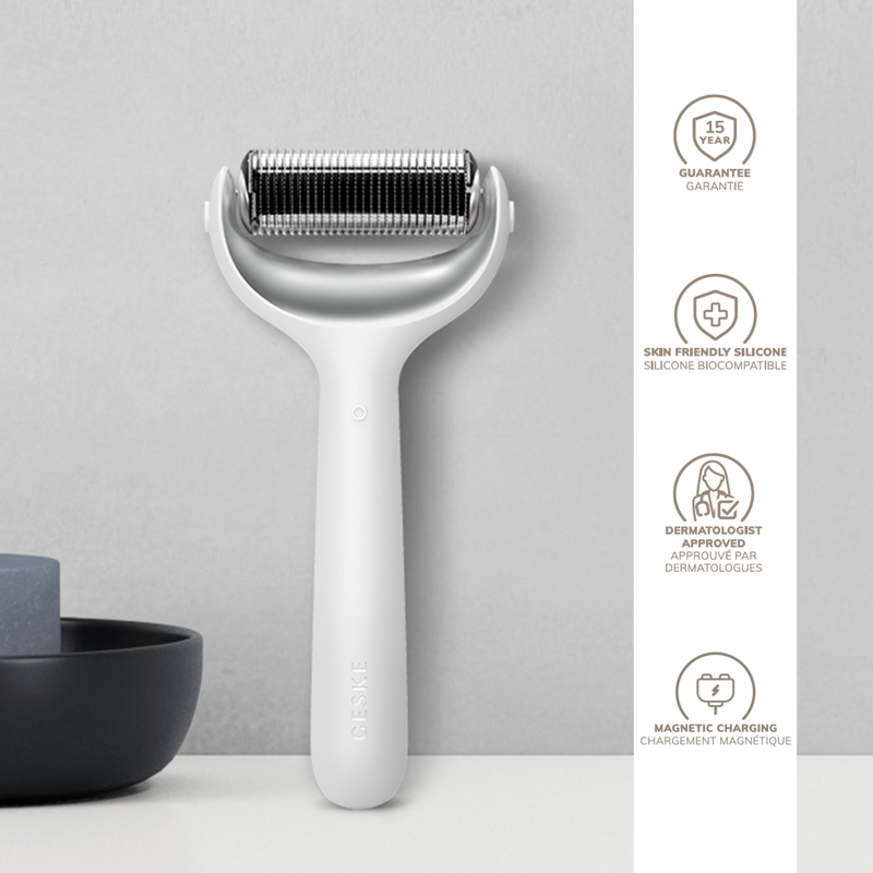 Электронный роллер для лица и тела с микроиглами GESKE MicroNeedle Face&Body Roller 8в1 white