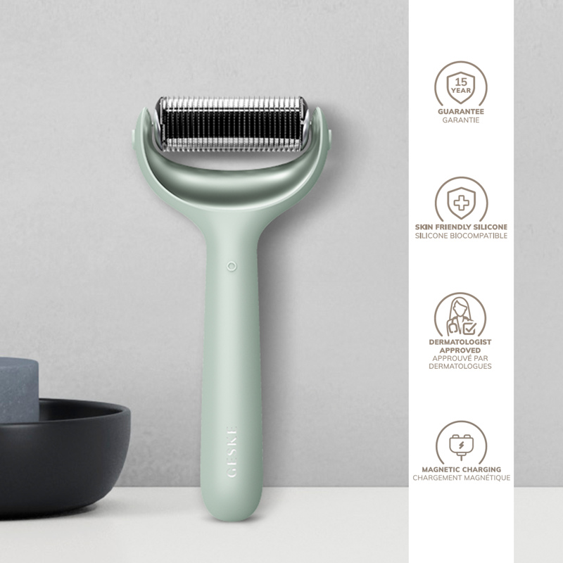 Электронный роллер для лица и тела с микроиглами GESKE MicroNeedle Face&Body Roller 8в1 green