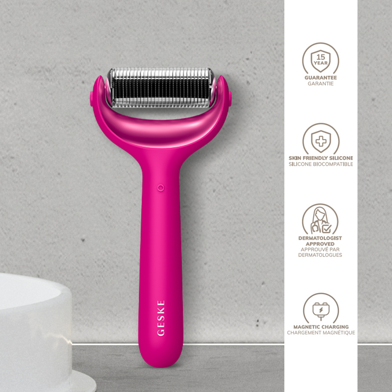 Ролер для голкової мезотерапії обличчя та тіла GESKE MicroNeedle Face&Body Roller 9в1 magenta