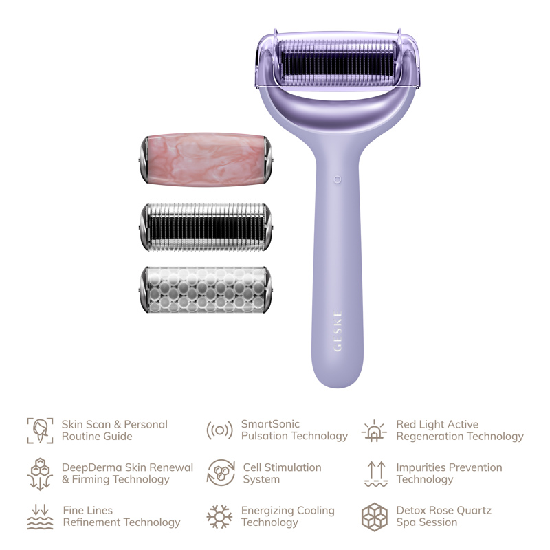 Ролер для голкової мезотерапії обличчя та тіла GESKE MicroNeedle Face&Body Roller 9в1 purple