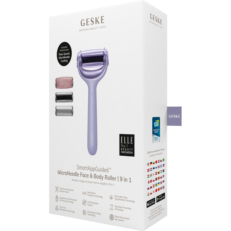 Ролер для голкової мезотерапії обличчя та тіла GESKE MicroNeedle Face&Body Roller 9в1 purple