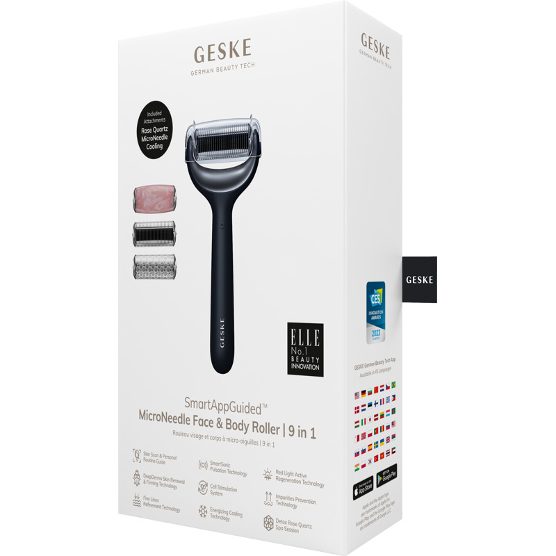 Ролер для голкової мезотерапії обличчя та тіла GESKE MicroNeedle Face&Body Roller 9в1 black