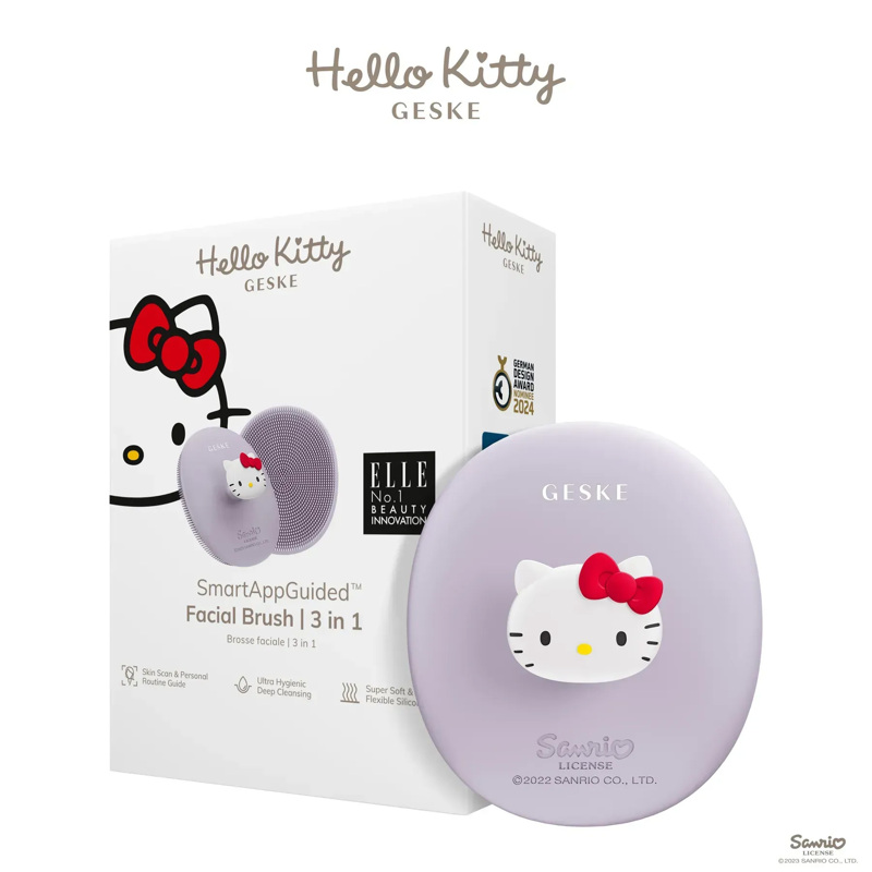 Щетка для лица Geske Facial Brush 3 в 1 by Hello Kitty с держателем Purple