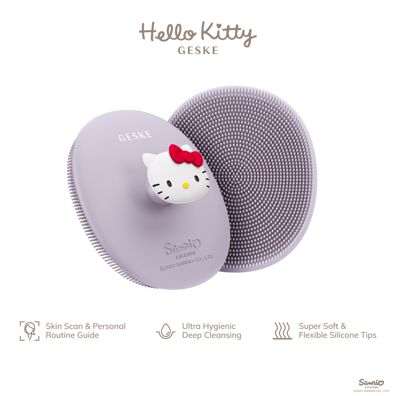 Щетка для лица Geske Facial Brush 3 в 1 by Hello Kitty с держателем Purple