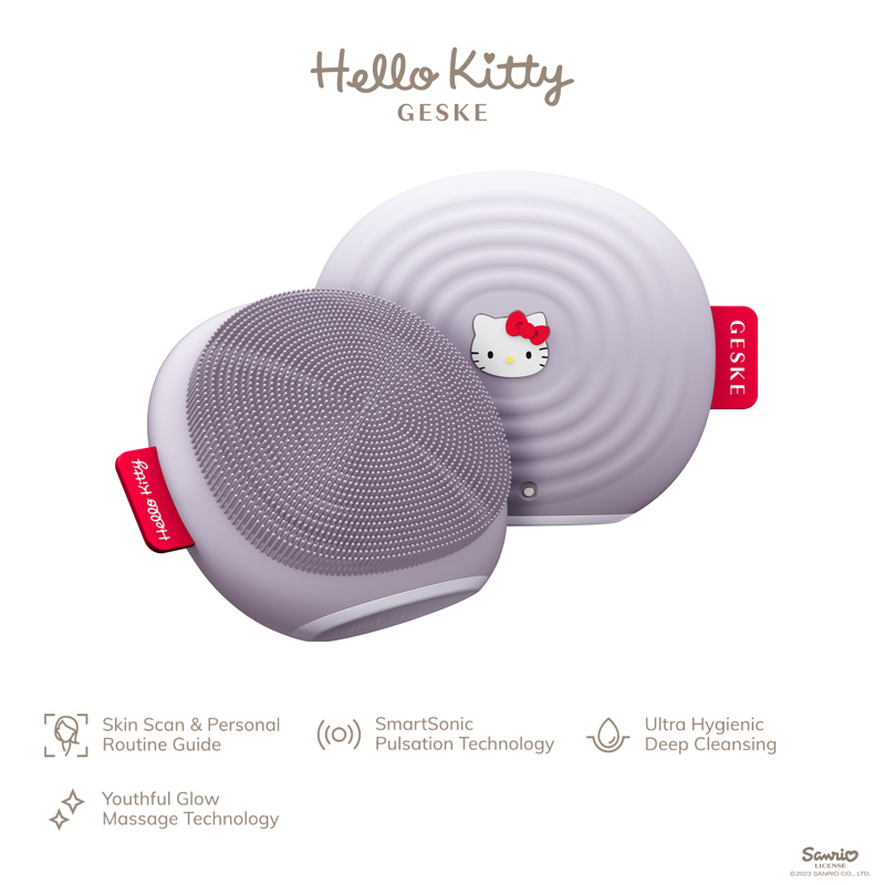 Электронная звуковая щетка для лица GESKE Sonic Facial Brush 4 в 1 by Hello Kitty фиолетовый