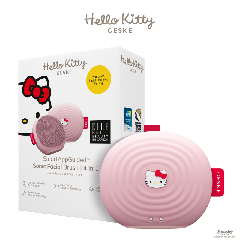 Электронная звуковая щетка для лица GESKE Sonic Facial Brush 4 в 1 by Hello Kitty розовый