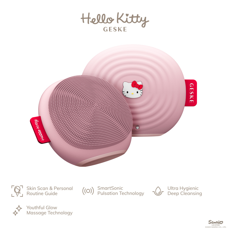Электронная звуковая щетка для лица GESKE Sonic Facial Brush 4 в 1 by Hello Kitty розовый