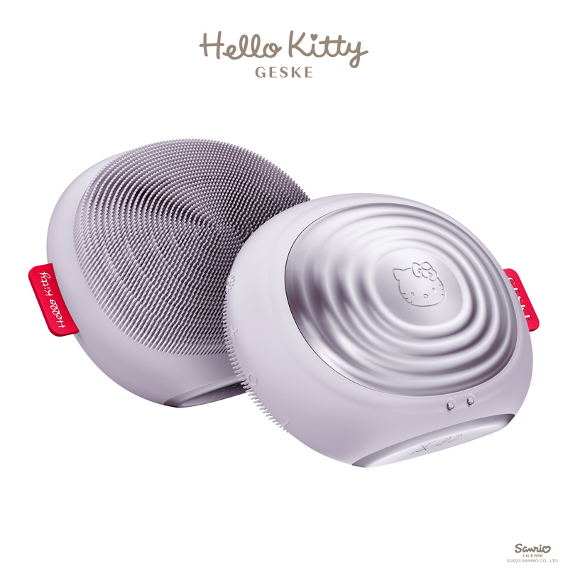 Электронная звуковая термо щетка для лица GESKE Sonic Thermo Facial Brush 5 в 1 by Hello Kitty фиолетовый