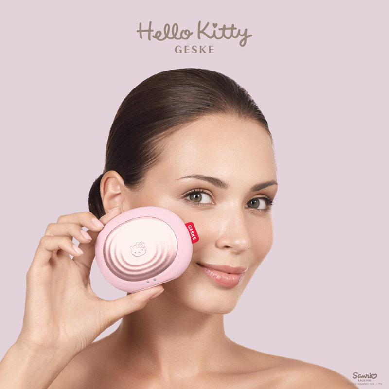 Электронная звуковая термо щетка для лица GESKE Sonic Thermo Facial Brush 5 в 1 by Hello Kitty розовый