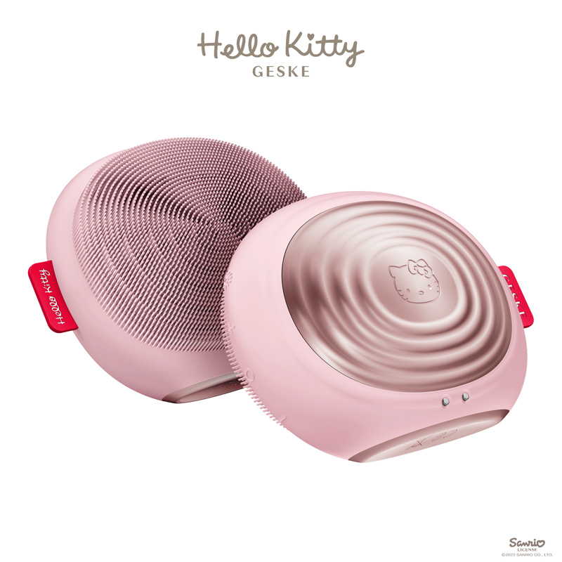 Электронная звуковая термо щетка для лица GESKE Sonic Thermo Facial Brush 5 в 1 by Hello Kitty розовый