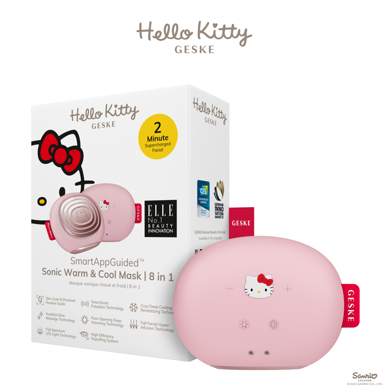 Массажер для лица Geske Sonic Warm & Cool 8в1 Hello Kitty Розовый
