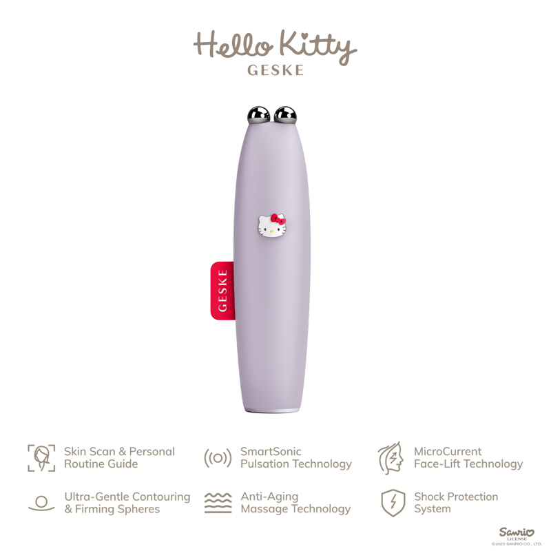 Микротоковая ручка для подтяжки лица GESKE MicroCurrent Face-Lift Pen 6в1 by Hello Kitty purple