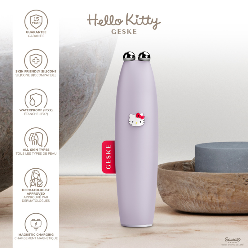 Микротоковая ручка для подтяжки лица GESKE MicroCurrent Face-Lift Pen 6в1 by Hello Kitty purple