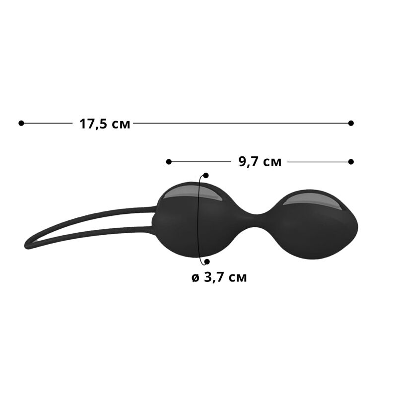 Вагинальные шарики Fun Factory SMARTBALLS DUO, черно-серые, 2 шт, диаметр 3,2 и 3,6 см