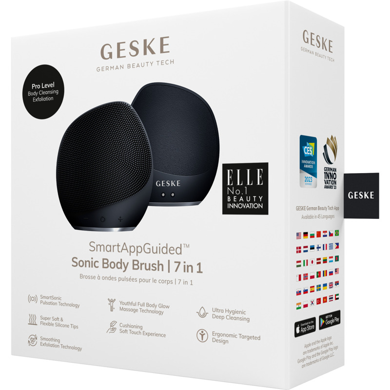 Ультразвукова щітка для тіла та інтенсивний пілінг GESKE Sonic Body Brush&Intensive Exfoliator 7в1 black