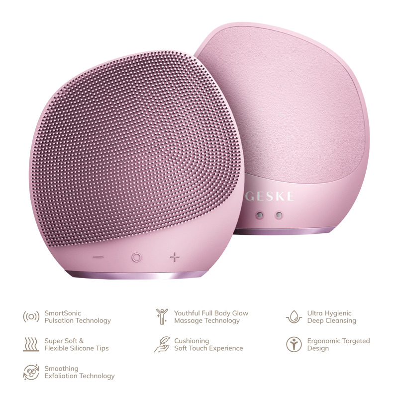 Ультразвукова щітка для тіла та інтенсивний пілінг GESKE Sonic Body Brush&Intensive Exfoliator 7в1 pink