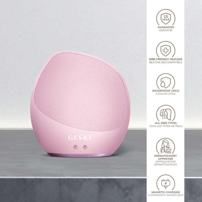 Ультразвукова щітка для тіла та інтенсивний пілінг GESKE Sonic Body Brush&Intensive Exfoliator 7в1 pink