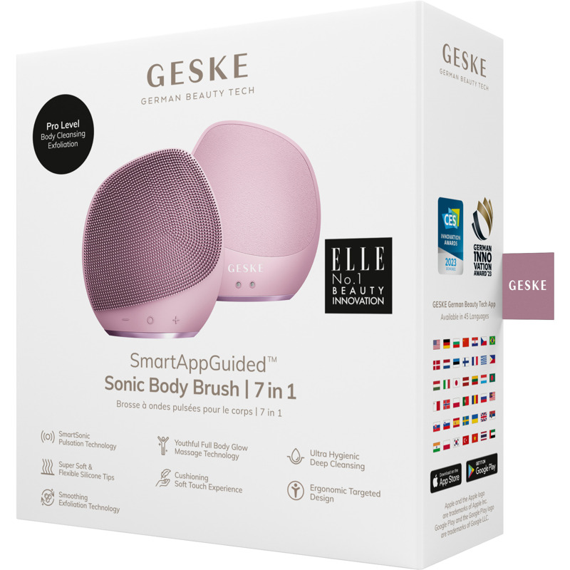 Ультразвукова щітка для тіла та інтенсивний пілінг GESKE Sonic Body Brush&Intensive Exfoliator 7в1 pink