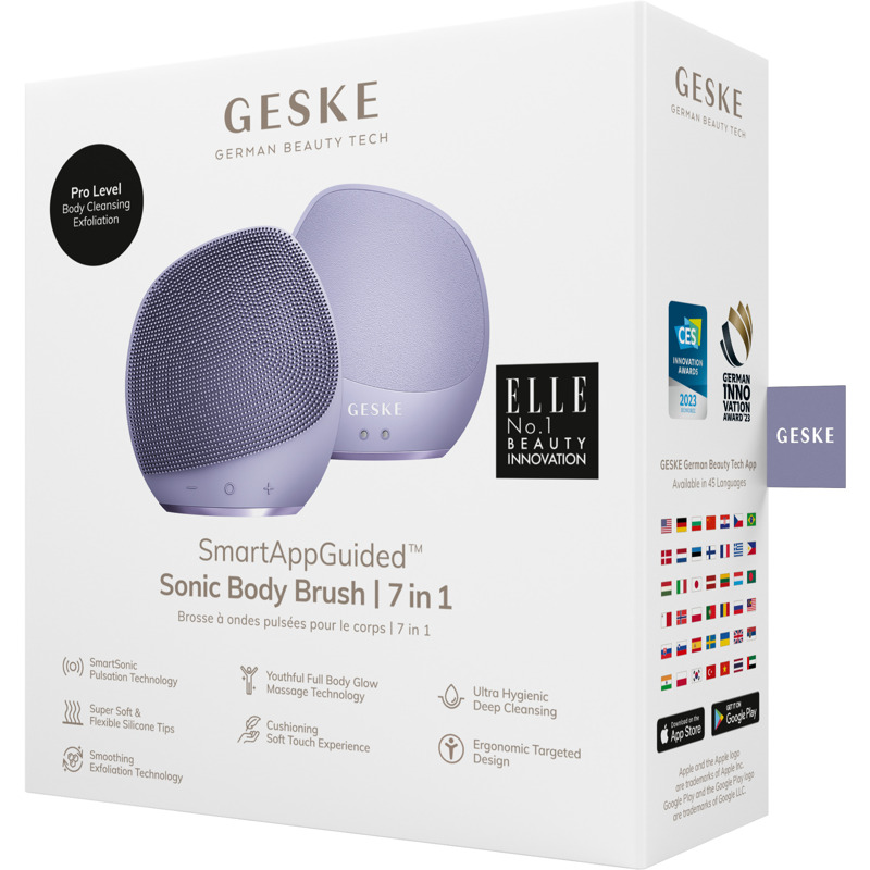 Ультразвукова щітка для тіла та інтенсивний пілінг GESKE Sonic Body Brush&Intensive Exfoliator 7в1 purple Ультразвукова щітка для тіла та інтенсивний пілінг GESKE Sonic Body Brush&Intensive Exfoliator 7в1 purple