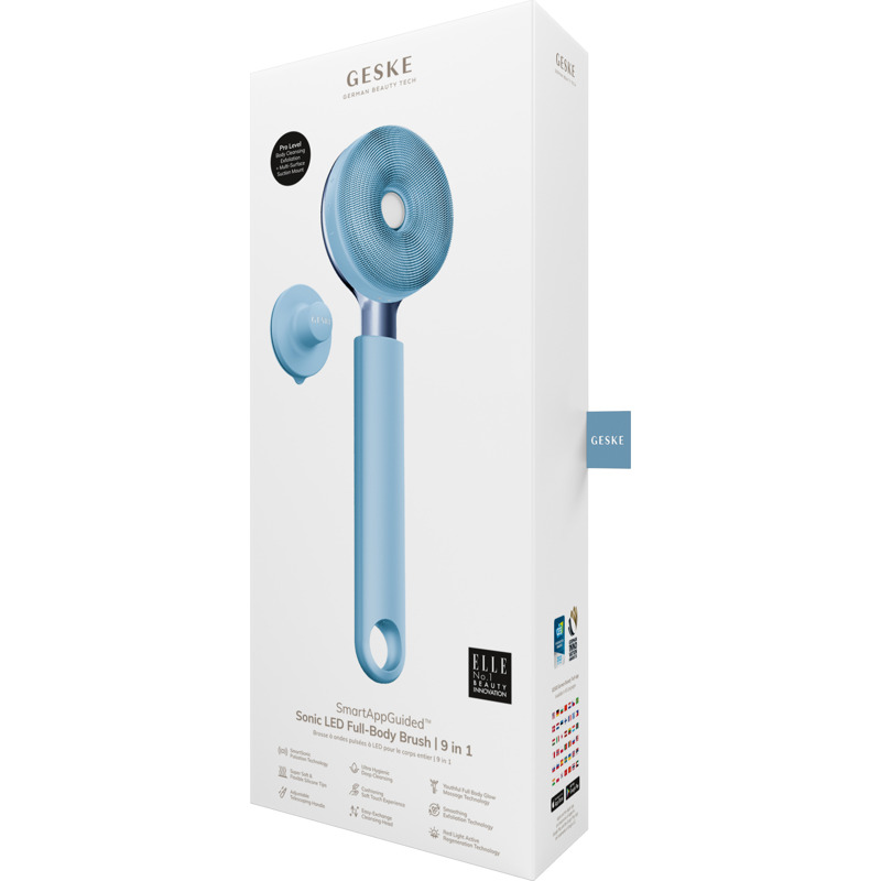 Звукова світлодіодна щітка для всього тіла GESKE Sonic LED Full-Body Brush&Intensive Exfoliator 9в1 aquamarine